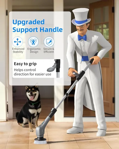 Miniatura 2 de MR.SIGA Limpiador eléctrico giratorio, cepillo de limpieza inalámbrico, limpiador de ducha con 7 cabezales de cepillo reemplazables, limpiador