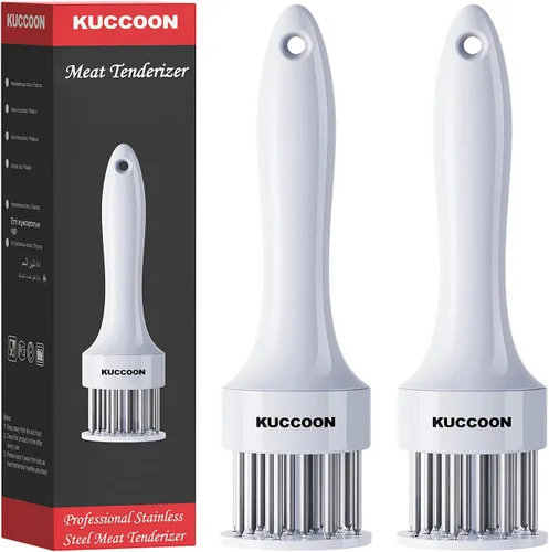 Miniatura 7 de Herramienta ablandadora de carne (paquete de 2) Aguja de acero inoxidable ultra afilada de 24 cuchillas para ablandar carne de res, pollo, ternera