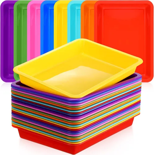 Maitys 24 bandejas de arte de plástico para actividades para niños, organizador apilable de almacenamiento poco profundo, sirve para manualidades,