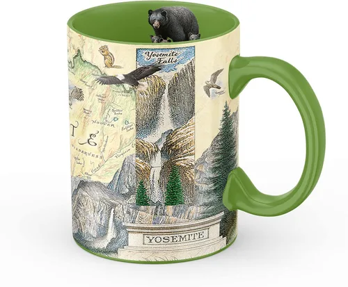 Xplorer Maps Yosemite National Park Map Taza de cerámica (16 onzas) – Taza de café sin BPA para bebidas calientes y frías – perfecta para oficina,
