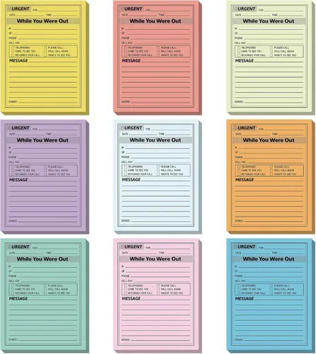 Miniatura 8 de Eaasty 9 blocs de notas adhesivas «While You were out» de 4 x 5 pulgadas, notas adhesivas de varios colores, notas adhesivas, notas urgentes