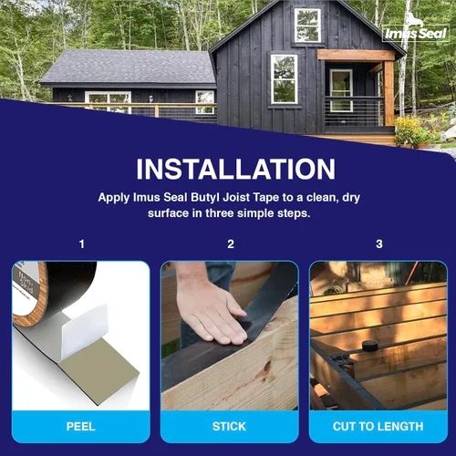 Miniatura 4 de Imus Seal® Cinta de viguetas de butilo para vigas y vigas de cubierta intermitentes, resistente a los rayos UV, Level Decking™, Protect Your Deck