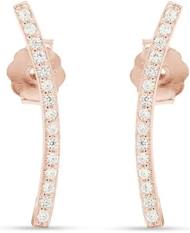 Miniatura 2 de Aretes de plata de ley con plumas delicadas, Starburst, relámpago, clavo, barra curvada, disco, piña con push-backs, Circonia cúbica
