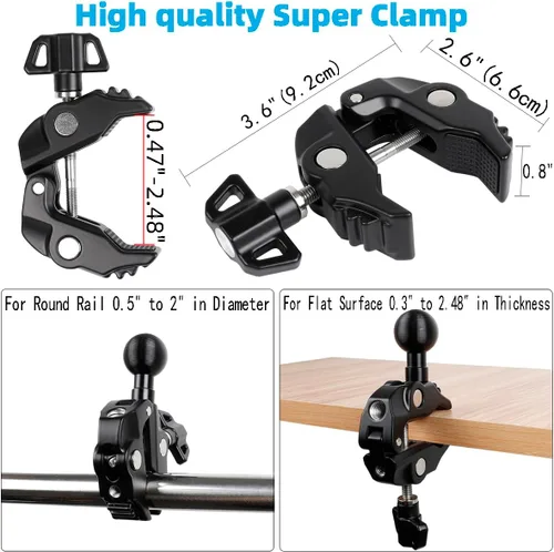 Miniatura 4 de Soporte de aluminio para tableta para soporte de micrófono, montaje lateral para todos los iPad, giratorio 360 con súper abrazadera compatible