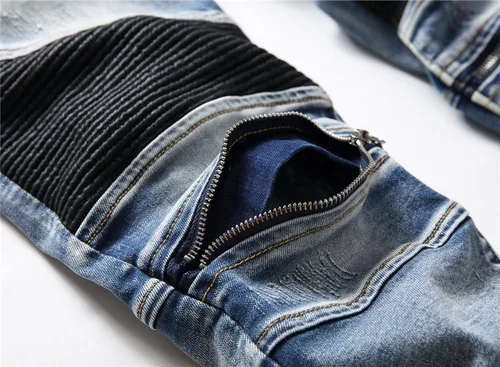 Miniatura 4 de AITITIA Jeans de corte recto lavado con cremallera para hombre