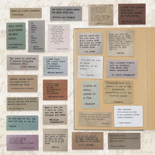 Miniatura 7 de LakoArt 120 Piezas Calcomanías de Citas Motivacionales Estilo Máquina de Escribir Retro No Repetitivas, Calcomanías Inspiradoras Vintage