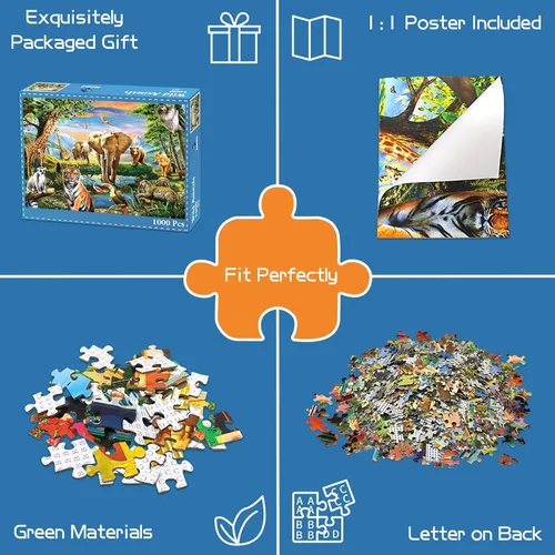 Miniatura 6 de Rompecabezas de 1000 piezas para adultos, rompecabezas de mundo animal, juego nocturno desafiante, entrelazado perfectamente sin polvo