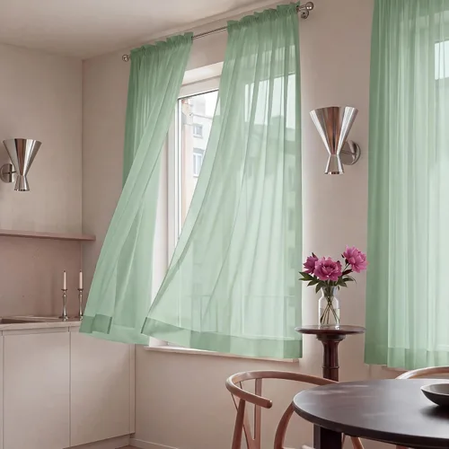 Miniatura 25 de NICETOWN Cortinas traslúcidas blancas de 63 pulgadas de largo para dormitorio, cortinas de gasa translúcida con bolsillo para barra, paneles