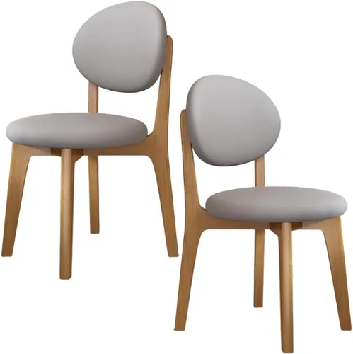 Miniatura 14 de YVYKFZD Juego de sillas de comedor, sillas de cocina de madera maciza, silla de comedor de granja con respaldo curvo, silla tapizada de cuero