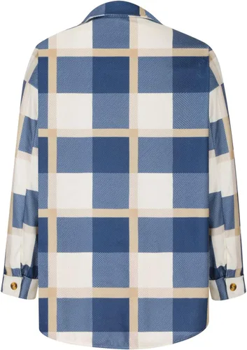 Miniatura 3 de Chaqueta de franela a cuadros para mujer, manga larga, mezcla de lana, chaquetas de otoño con botones en el pecho, bolsillos en el pecho, trajes