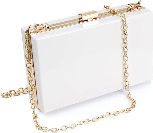 Miniatura 22 de WJCD - Bolso de mano de acrílico transparente para mujer, bolso de hombro con correa de cadena de dorada desmontable Premium Acrylic, Stadium