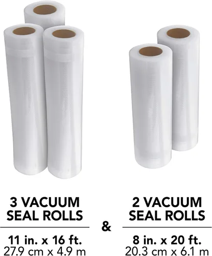 Miniatura 3 de FoodSaver Paquete múltiple de rollos de sellado al vacío de 8 y 11 pulgadas, bolsas selladoras al vacío sin BPA de tamaño personalizado, paquete