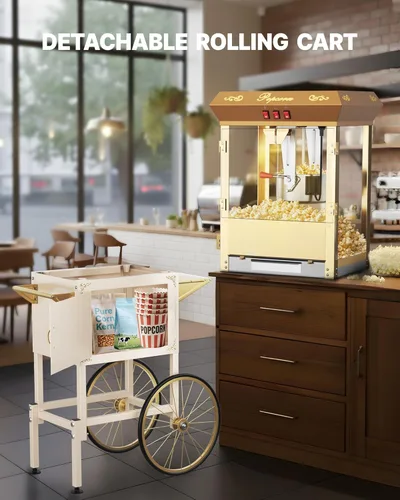 Miniatura 8 de Máquina de palomitas de maíz comercial mejorada de 16 onzas con carrito, máquina grande de palomitas de maíz que hace hasta 80 tazas, máquina