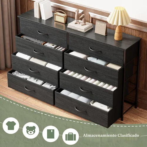 Miniatura 7 de Furnulem Cómoda ancha con 8 cajones de tela, centro de entretenimiento de TV con almacenamiento para TV de 55 pulgadas, cómoda grande