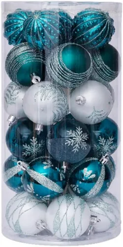 Juego de 30 adornos de bolas de Navidad, bolas de adornos de Navidad inastillables, decoración de árbol de Navidad, bolas de árbol de Navidad rojas