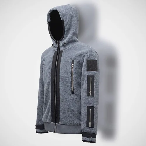 Miniatura 2 de saounisi Sudadera de invierno con capucha y cremallera para hombre, abrigo grueso y pesado