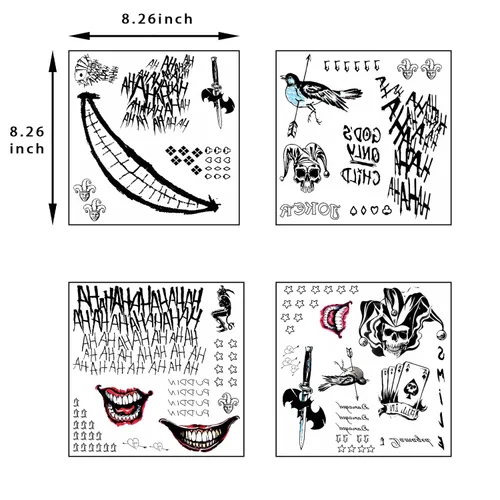 Miniatura 3 de Tatuajes temporales de Halloween, 4 hojas de tatuajes temporales falsos para hombres y mujeres, perfecto para Halloween, cosplay, disfraces