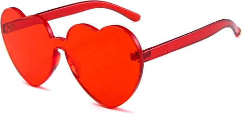 Dollger Gafas de sol con forma de corazón de una pieza transparentes sin borde color caramelo Rojo