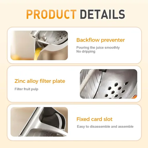 Miniatura 4 de Prensa manual de aleación de aluminio para exprimir jugo de frutas cítricas, extractor de jugo de frutas frescas, exprimidor de limón, naranja, 2