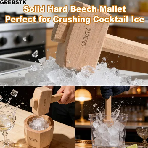 Miniatura 4 de GREBSTK Polished Solid Beech Wood Mallet for Home Bartending & Workshop Polished oiled finish, stain & moisture resistant, wipes clean with ease