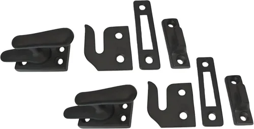 QCAA Cerradura de ventana abatible de latón macizo, pequeño, negro mate, paquete de 2 Mate negro