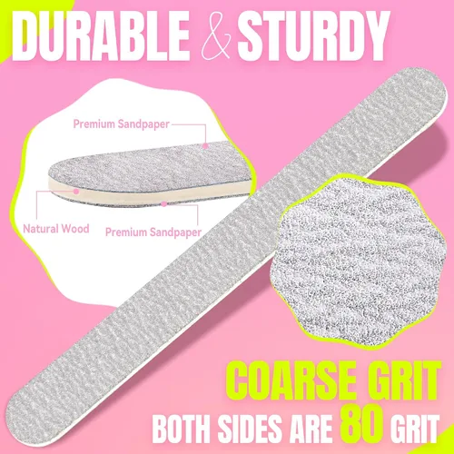 Miniatura 3 de Limas de uñas desechables de cebra de grano 80/80 de 5 pulgadas, tableros de esmeril de doble cara para uñas acrílicas, uñas de los pies