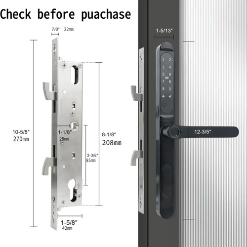 Miniatura 2 de Cerradura inteligente para puerta corredera, entrada sin llave, cerradura de puerta corrediza con código de huella dactilar, tarjeta IC, teclado