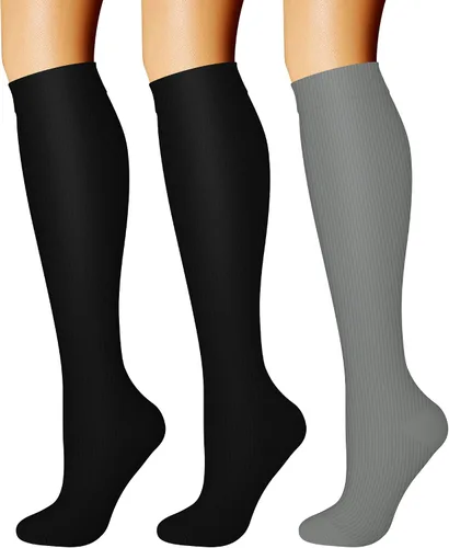 CHARMKING - Calcetines de compresión para mujeres y hombres (3 pares), 15-20 mm Hg, el mejor apoyo para atletismo, running o ciclismo, mejora la