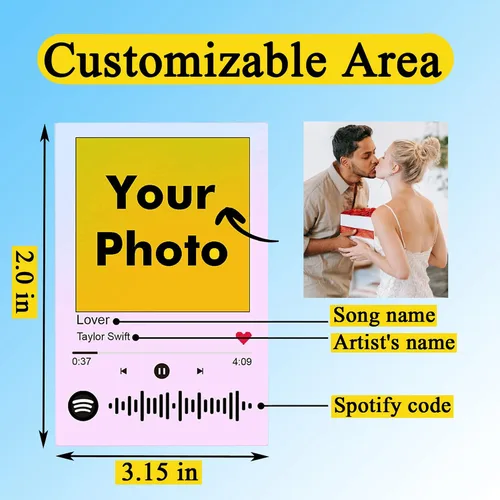 Miniatura 28 de Llavero personalizado de Spotify con imagen, llavero acrílico personalizado para fotos, llavero de código de canción de música de Spotify escaneable
