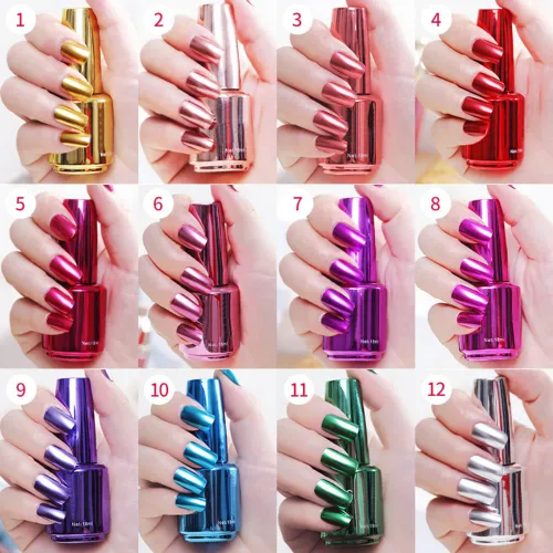 Miniatura 4 de Esmalte de uñas metálico, herramienta de manicura acrílica para bricolaje, esmalte de uñas de pintura de secado rápido y despega (morado)