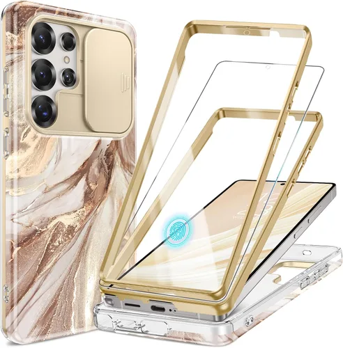 Miniatura 8 de GVIEWIN para Samsung Galaxy S23 Ultra Funda con cubierta deslizante para cámara, [Protector de pantalla incorporado] [2 Marcos frontales] Funda