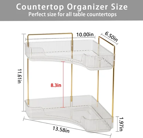 Miniatura 2 de shuang qing Organizador de Esquina de 2 Niveles para Mostrador de Baño – Estante de Almacenamiento Clásico para Maquillaje, Perfume y Artículos