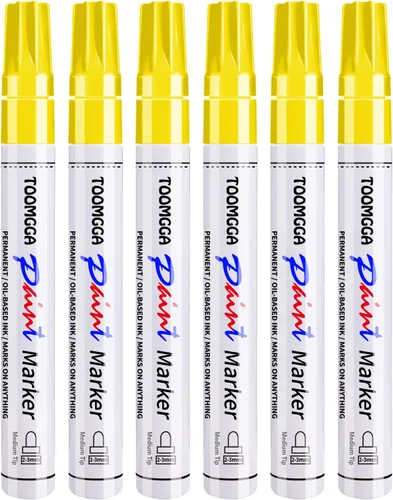 Miniatura 9 de TOOMGGA Rotuladores permanentes de pintura blanca, paquete de 6 rotuladores a base de aceite, punta media, secado rápido e impermeables para pintura