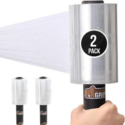 Miniatura 19 de GORILLA GRIP Film extensible 500% de plástico resistente, paquete de 2 rollos de envoltura retráctil de 1200 pies de 17 pulgadas, resistente a