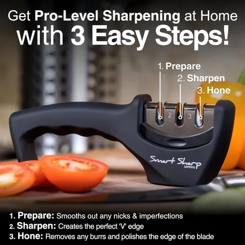 Miniatura 2 de Lantana Smart Sharp - Afilador manual profesional de 3 etapas para afilar cuchillos de cocina, piedra de cerámica, placas de carburo de tungsteno