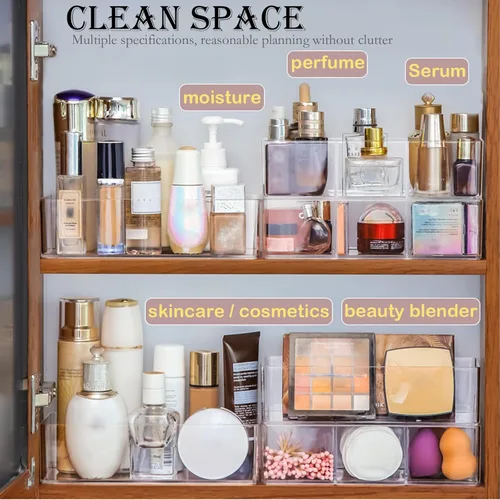 Miniatura 4 de Organizador de acrílico de 4 piezas, organizador de maquillaje, encimera para cajones, organizador de baño, organizador de almacenamiento