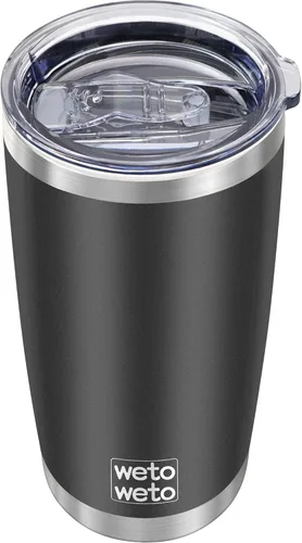 Miniatura 14 de WETOWETO - Vaso de viaje con aislamiento de 20 onzas, de acero inoxidable, con doble pared, a prueba de fugas, taza de café con revestimiento