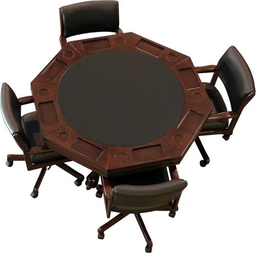 Miniatura 4 de Juego combinado 3 en 1 y mesa de comedor con 4 sillas giratorias (castaño)