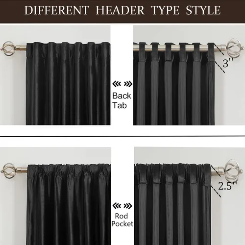 Miniatura 2 de Cortinas opacas de terciopelo de felpa negras de 63 pulgadas de largo para dormitorio, juego de 2 paneles de forro con bolsillo para barra, pestaña