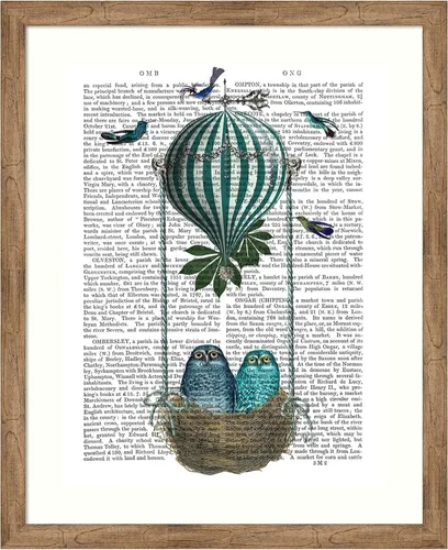 Miniatura 9 de Amanti Art Fab Funky - Póster enmarcado para pared, diseño de nido de globo de búho de 24 x 20 pulgadas, arte de pared de animales, decoración