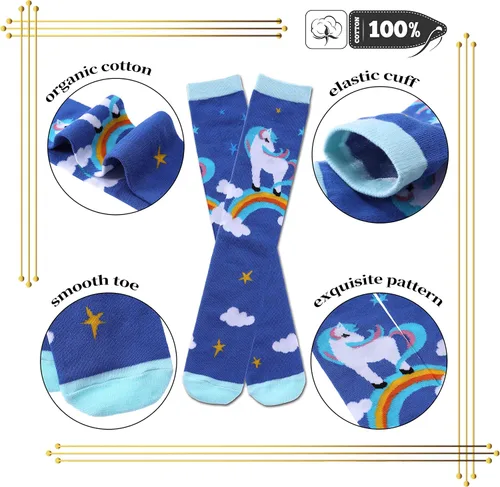 Miniatura 4 de Calcetines hasta la rodilla cálidos de algodón con diseño de animales para niñas