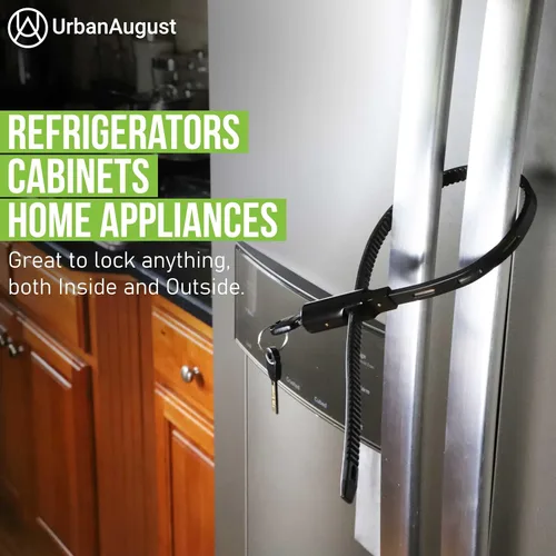 Miniatura 5 de Urban August Cerradura de Brida Ajustable para Gabinete, Refrigerador, Bicicleta, Cochecito, Casco, Patineta, Equipaje - Cerradura Multiusos