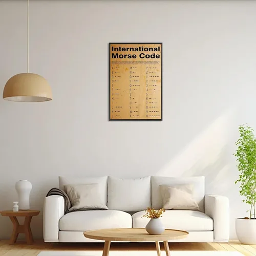 Miniatura 5 de Póster vintage internacional en código morse con alfabeto fonético morse, arte de pared retro de 1800 para amantes de los militares, pintura