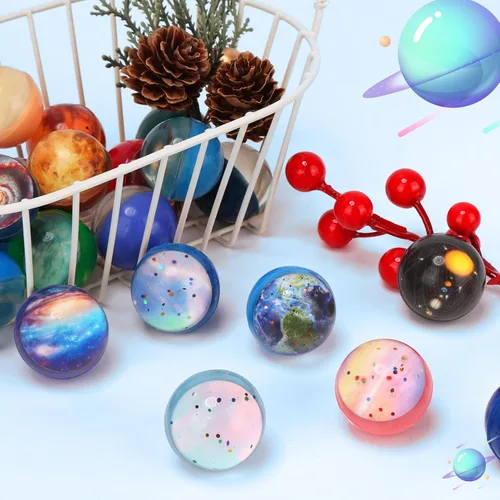 Miniatura 5 de Pllieay 30 bolas hinchables de galaxia, bolas inflables espaciales de 1.28 pulgadas a granel, bolas de goma para fiestas espaciales para niños
