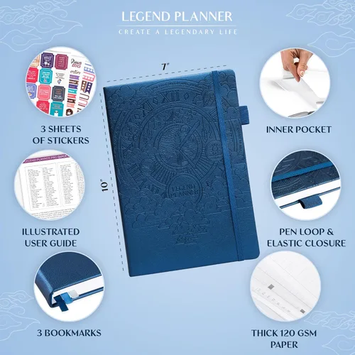 Miniatura 2 de Legend Planner PRO - Agenda semanal y mensual de lujo para aumentar la productividad y alcanzar tus objetivos. Cuaderno organizador de gestión