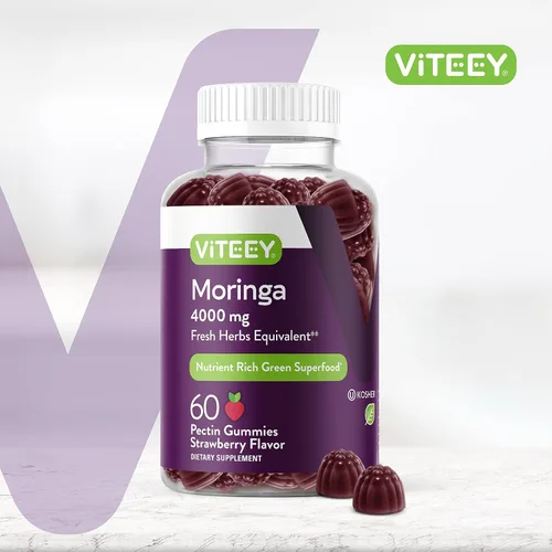 Miniatura 2 de Viteey Moringa Gummies - 4,000 mg [de 400 mg de extracto 10: 1] de Moringa Suplemento Super Greens - Gomitas antioxidantes para el bienestar