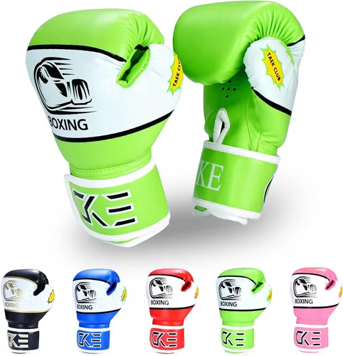 Miniatura 15 de CKE Guantes de boxeo para niños y niñas, jóvenes de 5 a 12 años, guantes de boxeo de entrenamiento para saco de boxeo, kickboxing, muay thai Azul