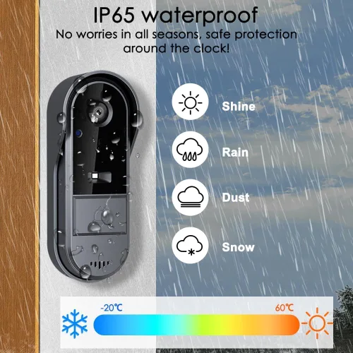 Miniatura 7 de Timbre con cámara inalámbrica sin suscripción con monitor para el hogar/apartamento, Timbre con cámara 1080P no necesita aplicación/WiFi, video