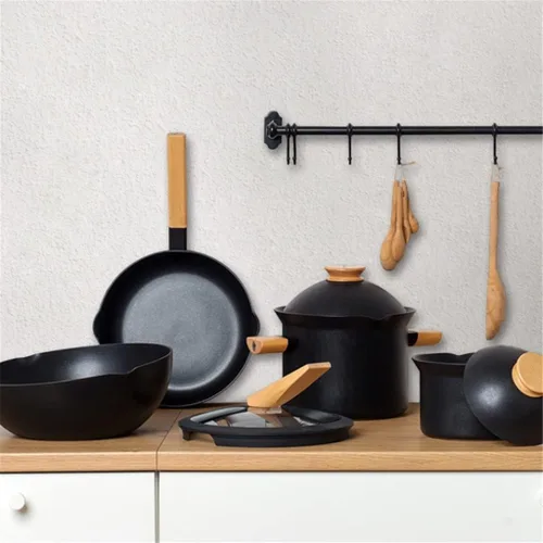 Miniatura 2 de Juego de utensilios de cocina sartén antiadherente cocina cocina comedor bar cocina inducción (color : negro, tamaño: 2 piezas a)