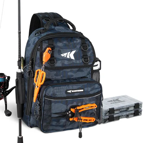 Miniatura 12 de KastKing Bolsa de Pesca con Eslinga BaitSpace, Mochila de Pesca con Soporte para Caña y Bebidas, Bolsa de Aparejos para Equipo de Pesca H: Negro